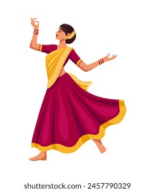 Mujer india bailando en traje tradicional