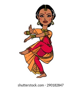 Indian Woman Dancing Vector Illustration Isolated Stock Vector (Royalty ...