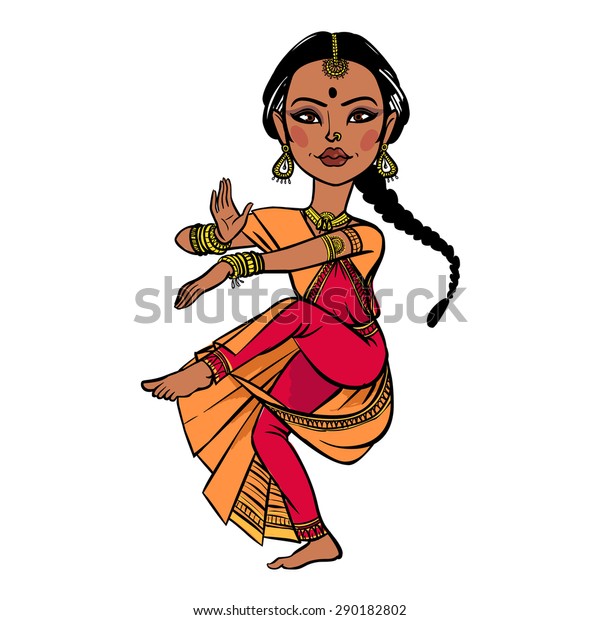 Indian Woman Dancing Vector Illustration Isolated Stock Vector (Royalty ...