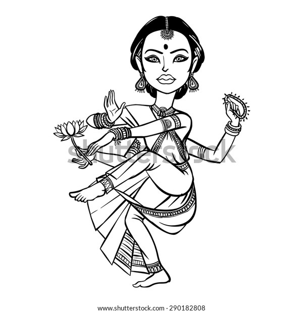 Indian Woman Dancing Vector Illustration Isolated Stock Vector (royalty 