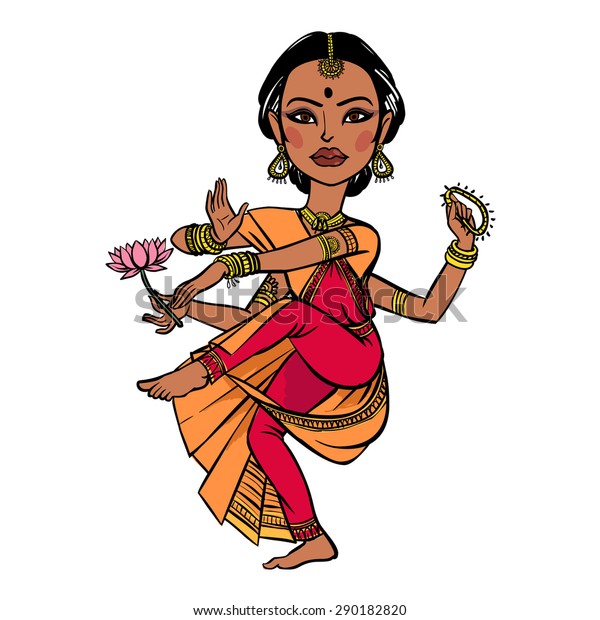 Indian Woman Dancing Vector Illustration Isolated Stock Vector (Royalty ...