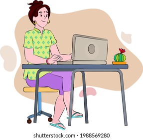 Indian woman executive, an entrepreneur working from home in corona pandemic, work from home