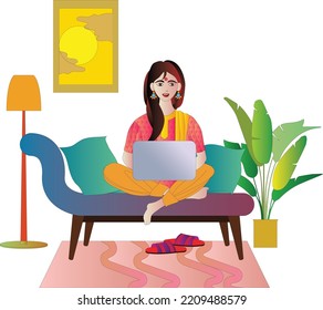 Indian woman executive, an entrepreneur working from home. 