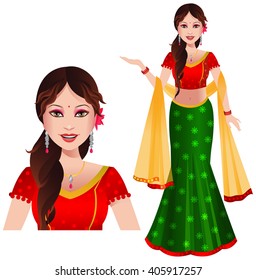 Indian woman in a ghagra dress