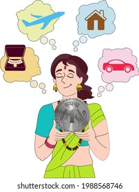 Indian woman and her dreams with savings