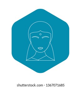 Indian woman icon. Outline illustration of indian woman vector icon for web