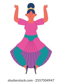 indian woman kathak folk dance isolated