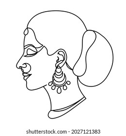 Indian woman in a modern one line style.