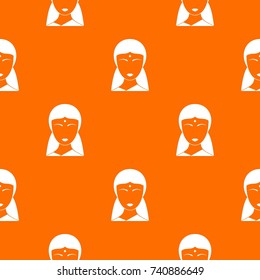 Indian woman pattern repeat seamless in orange color for any design. Vector geometric illustration