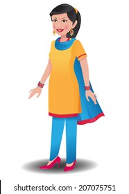 Indian woman in salwar kameez. This is an EPS 10 vector with neatly named layers. Similar images in my portfolio