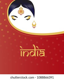Indian woman with saree. Beautiful hindu girl background, banner