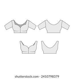 Vector de símbolo de arte de diseño plano de blusa para mujer india