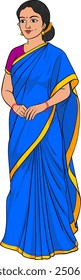 Indianerin in Sari Charaktergrafik, Cartoon Frauen in Sari Vektor, Illustration
