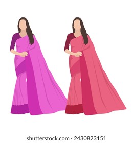 Indian woman saree wear art symbol design vector