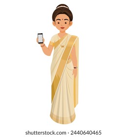 Indian woman Showing Smart Phone
