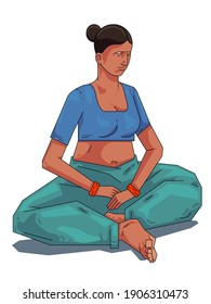 Indian Woman Sitting on the Floor