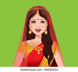 An Indian woman from the state of Bengal in a traditional saree