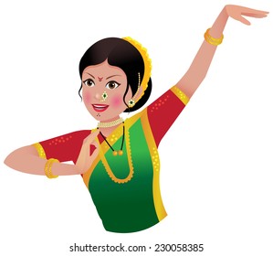 Indian woman from state of Maharashtra dancing