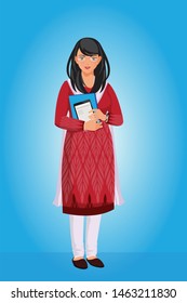 Indian Woman Teacher Red Dress In Front
