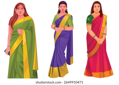Indian woman wearing saree, Beautiful traditional indian woman standing in saree