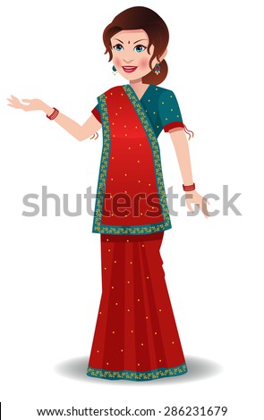 Indian Woman Wearing Saree Wore State Stock Vector (Royalty Free ...