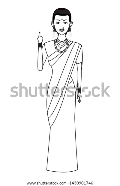 Indian Woman Wearing Traditional Hindu Clothes Stock Vector (Royalty ...