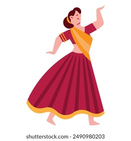 indian woman wearing traditional saree isolated
