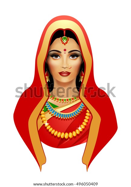 Indian Woman Wearing Traditional Saree Stock Vector (Royalty Free ...