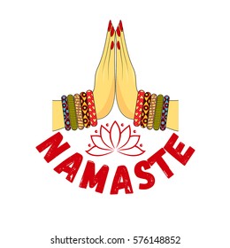Indische Frauen Hand Grußstellung von Namaste, Vektorgrafik