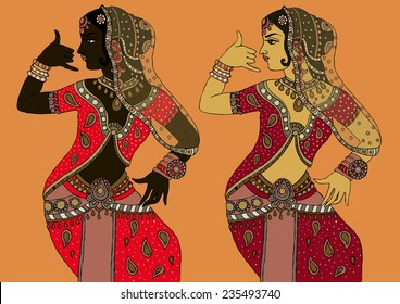 Indian woman.Vector illustration of Indian woman