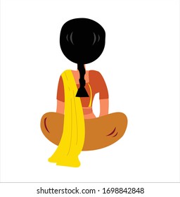 Indian Women character design  Women sitting in ground   wearing traditional saree in village  Vector art Indian women and traditional village look  