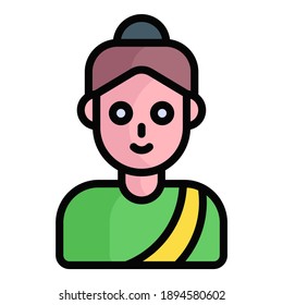 indian women colored line icon isolated 
