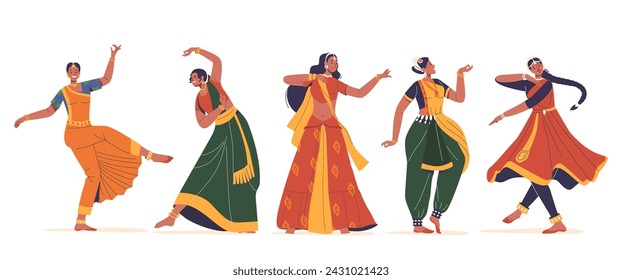 Indian Women Dance in A Captivating Fusion Of Grace, Embodying Rich Cultural Narratives Through Intricate Movements