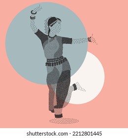 Indian Women Dancing made from dots. vector illustration.