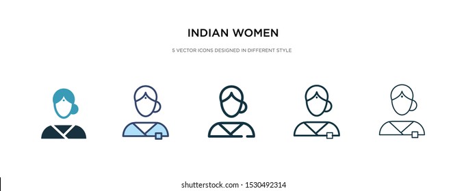 indian women icon in different style vector illustration. two colored and black indian women vector icons designed in filled, outline, line and stroke style can be used for web, mobile, ui