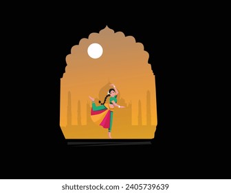 Indian women and man dancing vector isolated. Indian dancers vector silhouette. Indian cartoon dancers diferrent pose icons. Indian people dancing India, dance, show, party, movie, cinema, cartoon