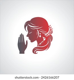 Indian women in traditional clothing with namaste hand, Welcoming design 
