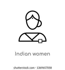 indian women vector line icon. Simple element illustration. indian women outline icon from user concept. Can be used for web and mobile