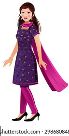 An Indian Women Wearing A Modern Salwar Kameez Dress