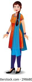 An Indian Women Wearing A Modern Salwar Kameez Dress