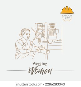 indian women working working in factory line drawing