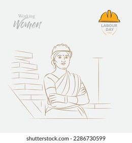 indian women working in factory line drawing