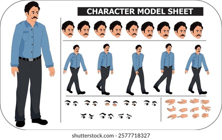 Indian Young Man Sprite Sheet | Rigged 2D Character with Lip Sync, Walk Cycle, Eye Blink, Eyebrow Expressions, and Hand Sync | Ready-to-Use for Animation