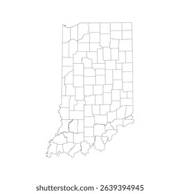 Indiana administrative map with clear outlines on white background