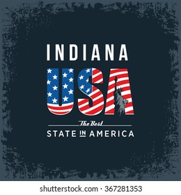 Indiana best state in America, black, vintage vector illustration