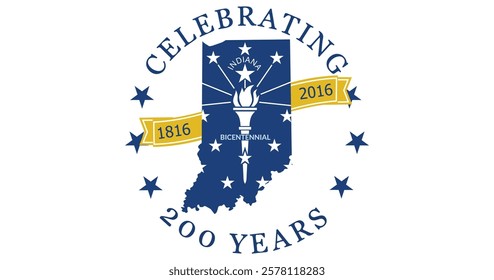 Indiana Bicentennial Flag Vector Illustration Premium Quality