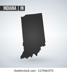 Indiana black map on white background vector.