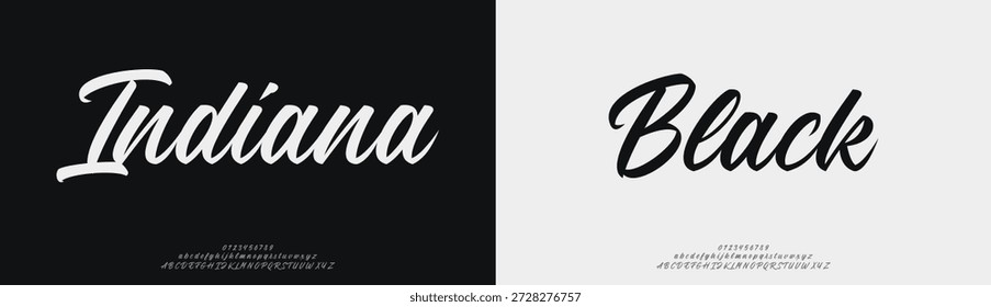 Indiana Preto, Script Fonte Caligrafia Tipo de Logotipo Pincel Tipo de Fonte Letras manuscritas