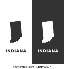 Indiana black and white map on white background. Vector stock illustration.