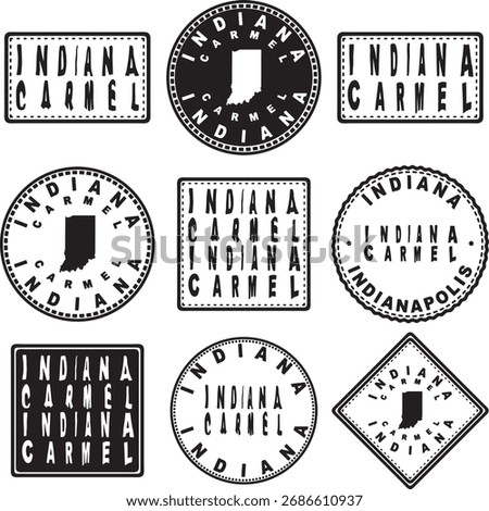 Indiana Carmel Round Seal Map Design